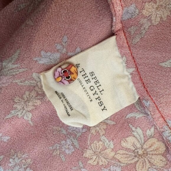 Spell and the Gypsy Meadowland Flutter Sleeve Mini Dress Poppy - Picture 7 of 7